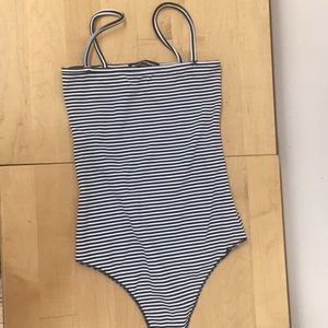 brandy melville navy striped bodysuit